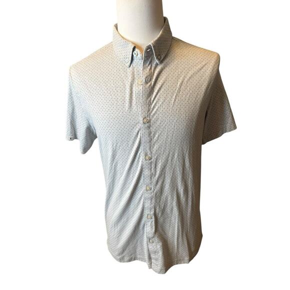 Linksoul NEW Golf Mens Medium Button Down Polo Shirt Casual Stretch Gray Dot - Picture 1 of 8